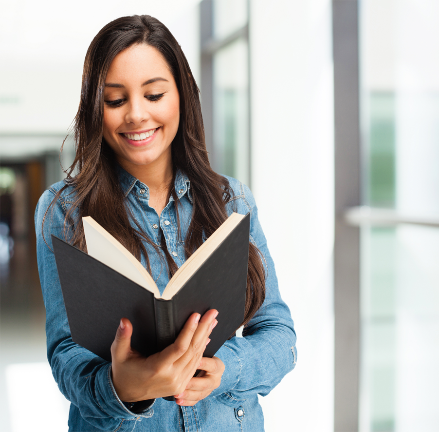 Student reading book